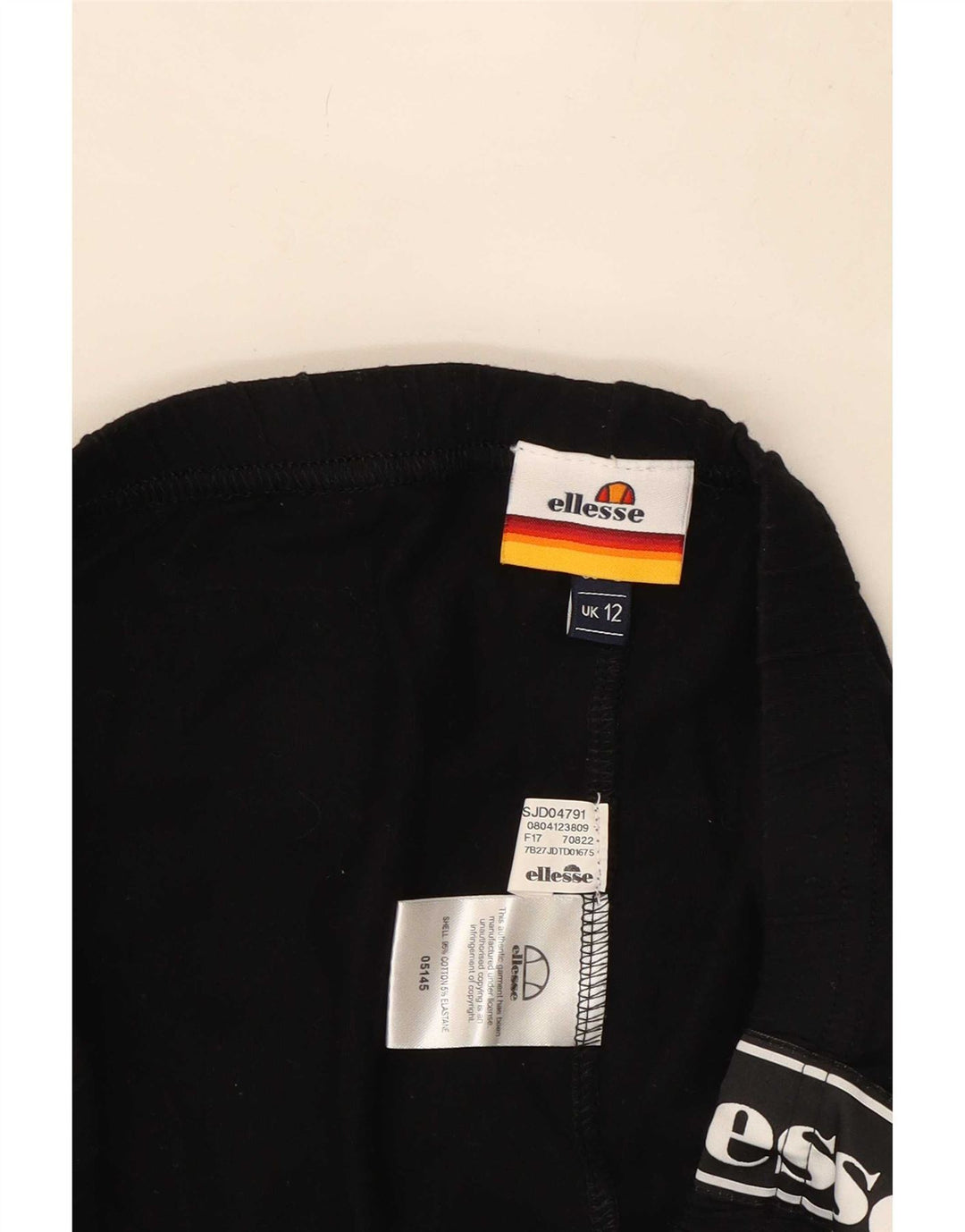 Ellesse Kvinders Grafiske Leggings UK 12 Medium Sort Bomuld