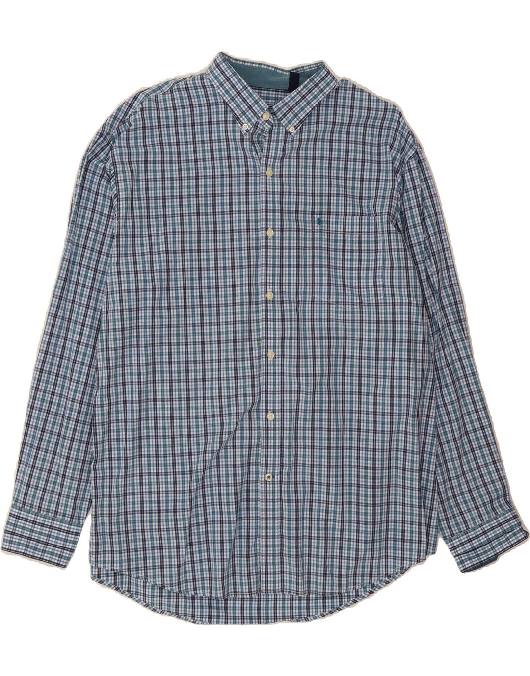 IZOD Mens Shirt XL Blue Check Cotton Vintage Izod and Second-Hand Izod from Messina Hembry 