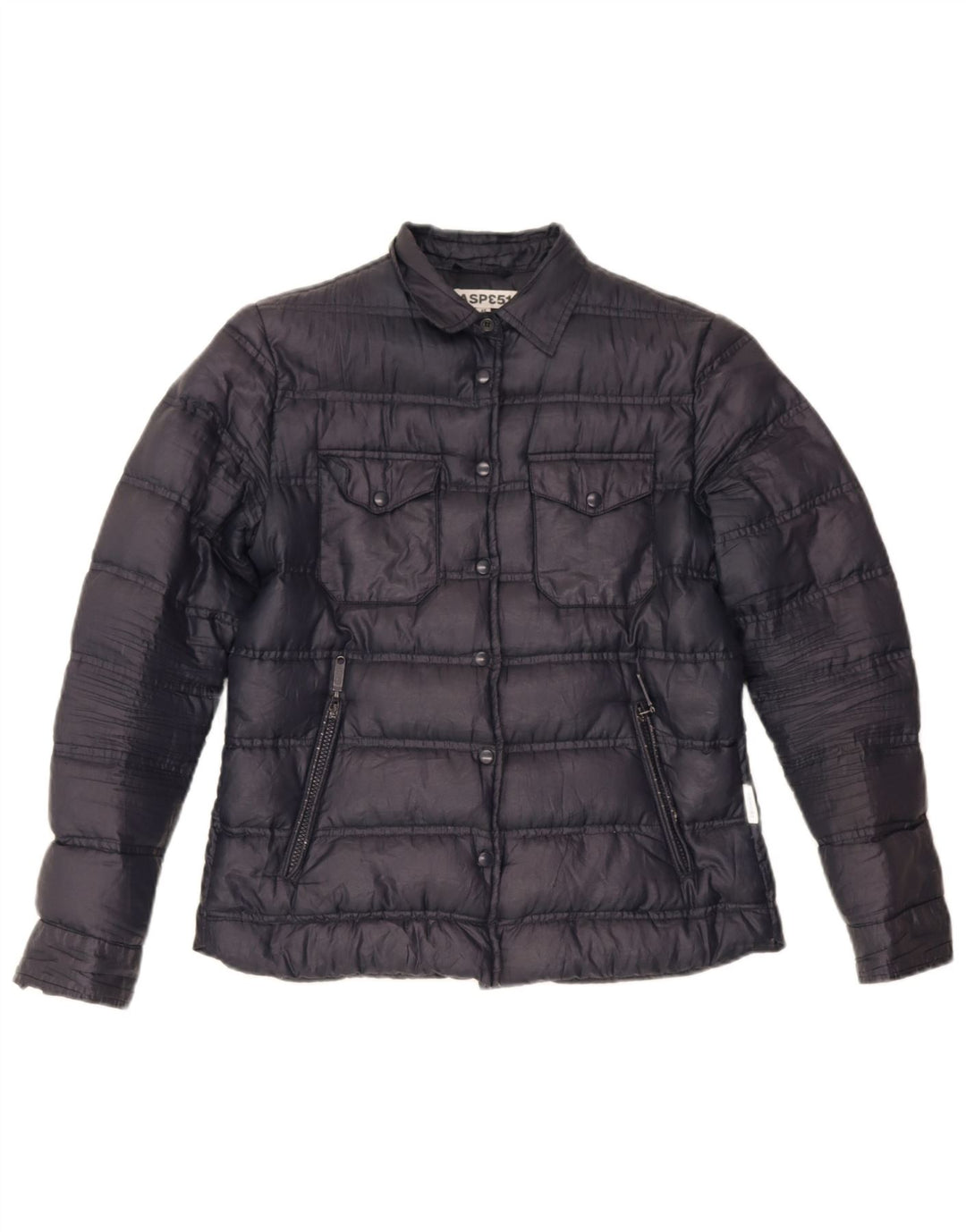 Aspesi Dame Polstret Jakke UK 12 Medium Navy Blue Polyester