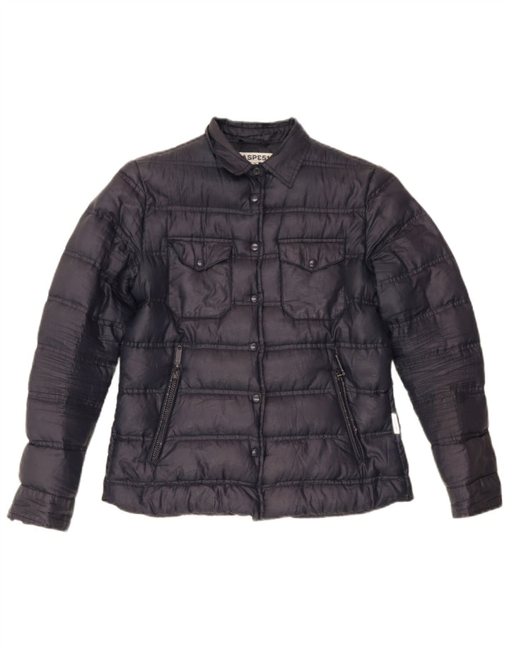 Aspesi Dame Polstret Jakke UK 12 Medium Navy Blue Polyester