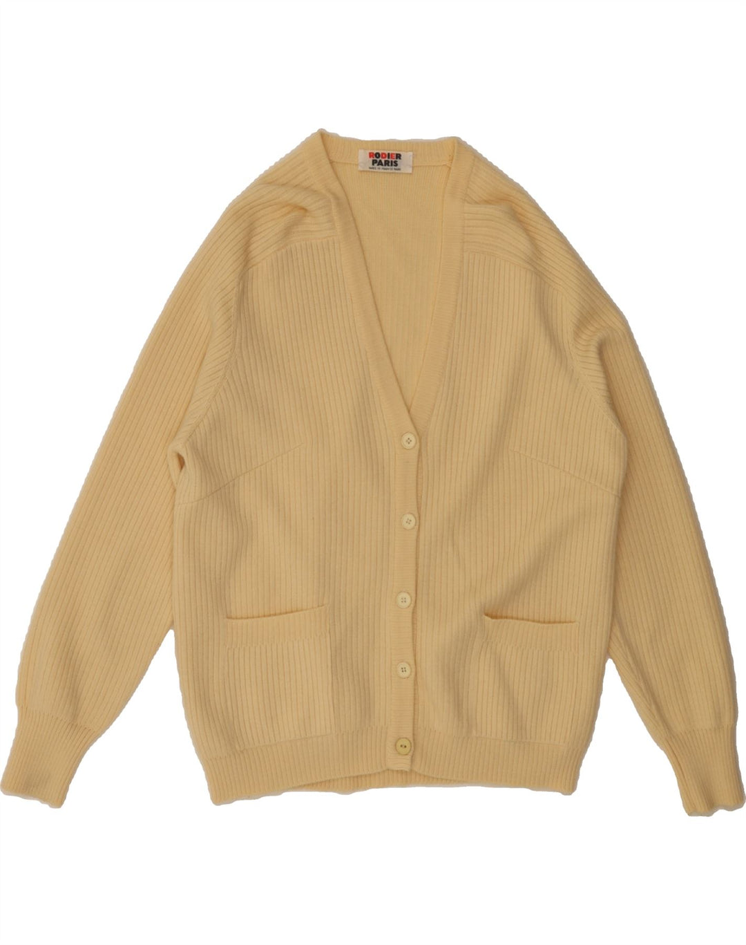 RODIER PARIS Womens Cardigan Sweater UK 14 Medium Beige Wool Vintage Rodier Paris and Second-Hand Rodier Paris from Messina Hembry 