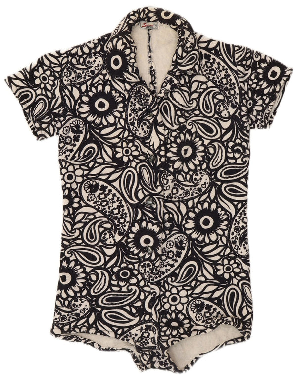 Vintage Womens Bodysuit IT 44 Medium Black Paisley