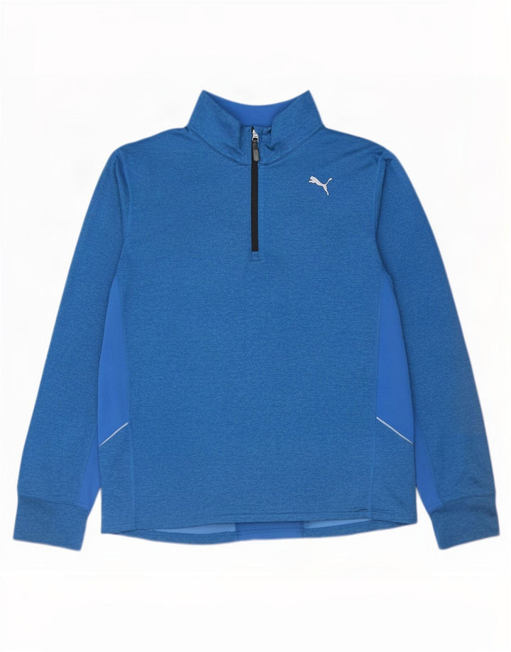 Puma Herre Zip Neck Pullover Træningsdragt Top Stor Blå Colourblock