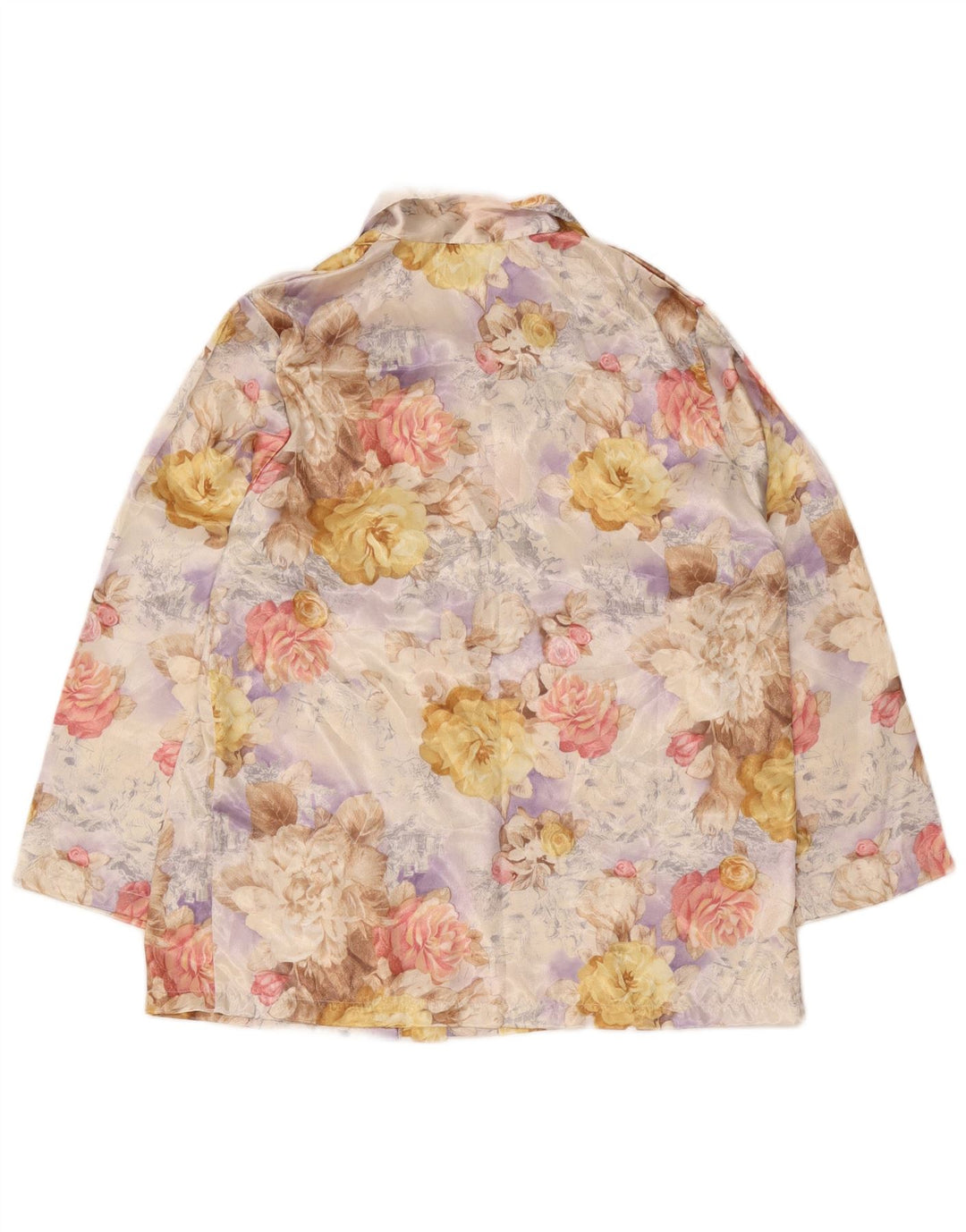 Vintage Dame Langærmet Skjorte IT 48 XL Flerfarvet Floral
