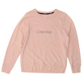 CALVIN KLEIN Dame grafisk sweatshirt trøje UK 14 Medium Pink Bomuld