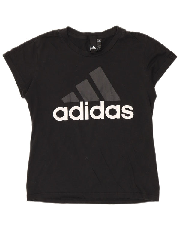 ADIDAS Grafisk T-shirt top til kvinder UK 8/10 Lille sort bomuld