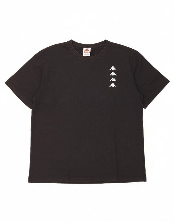 KAPPA Mens Graphic T-Shirt Top 2XL Black Cotton