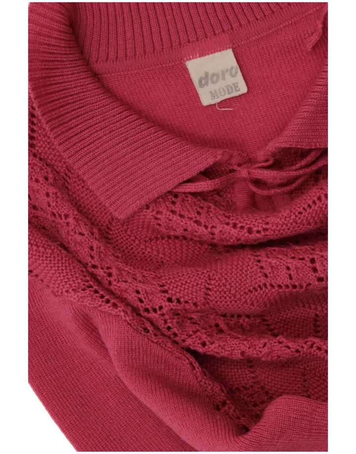 VINTAGE Womens Crop Polo-hals sweater UK 16 Large Pink