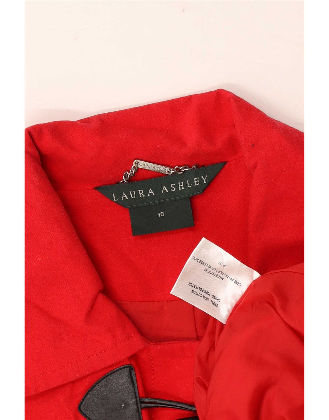 Laura Ashley Dame Duffle Jacket UK 10 Lille Rød Bomuld