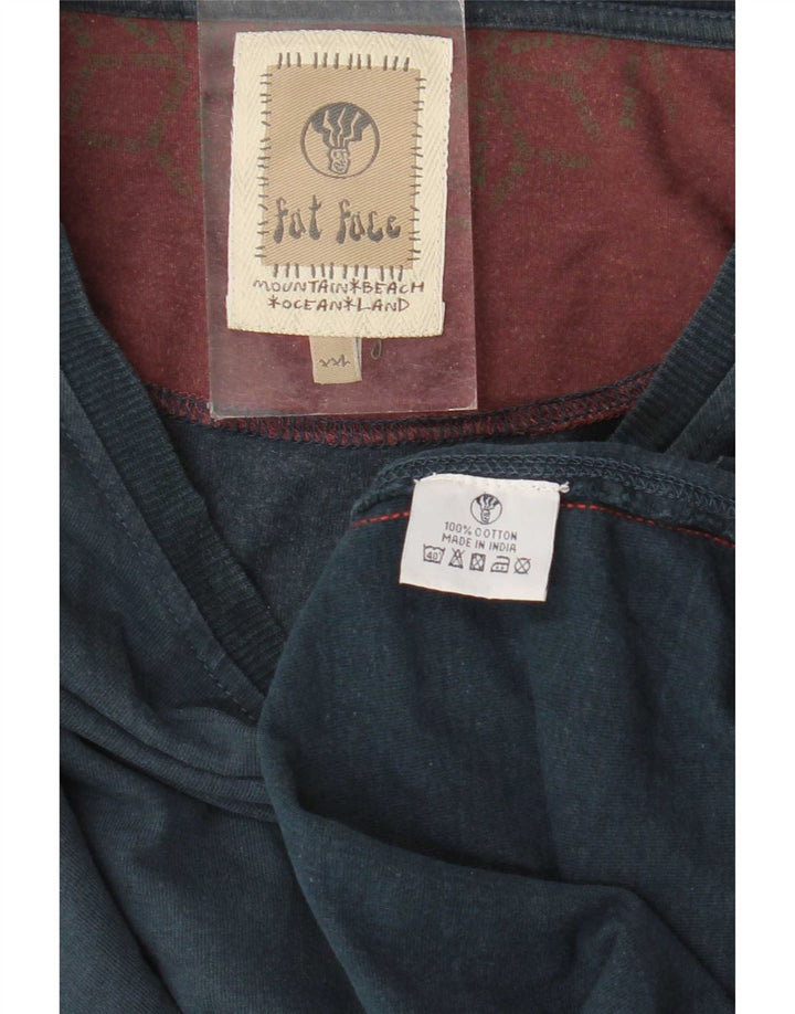 Fat Face Herre Grafisk Top Langærmet 2XL Navy Blue Bomuld