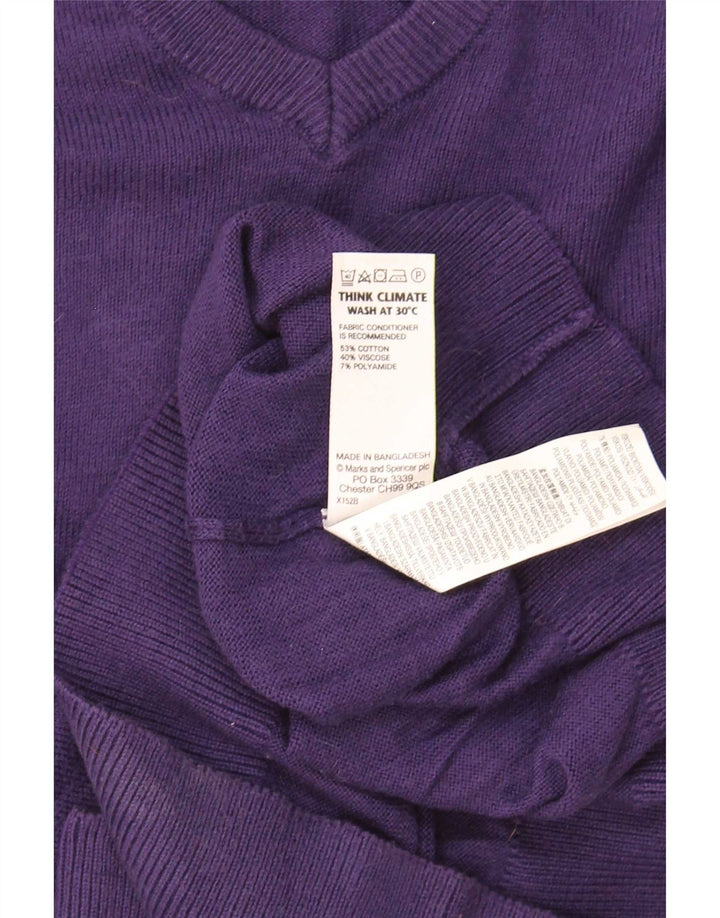 Marks & Spencer Herre Regular Fit V-hals sweater Medium Lilla Bomuld