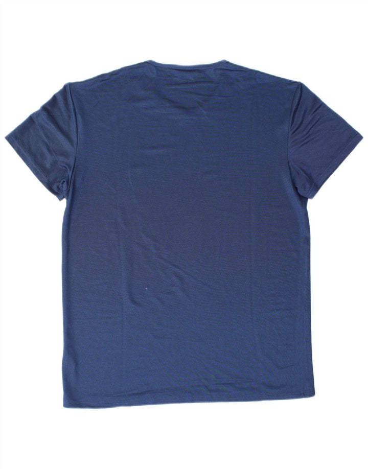 FILA Dame T-Shirt Top UK 14 Stor Blå Polyester