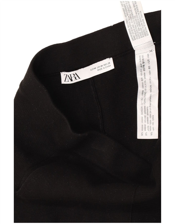 Zara Dame Cropped Trousers Medium W28 L24 Sort Viscose
