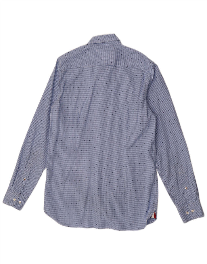 Tommy Hilfiger Herre Slim Fit skjorte Medium Blue Houndstooth Bomuld