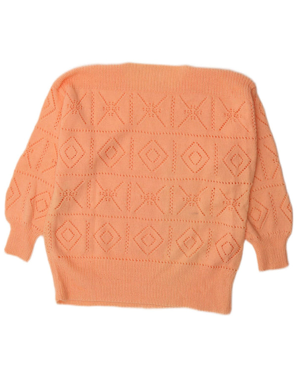 Vintage Dame Boat Neck Jumper Sweater UK 16 Large Orange