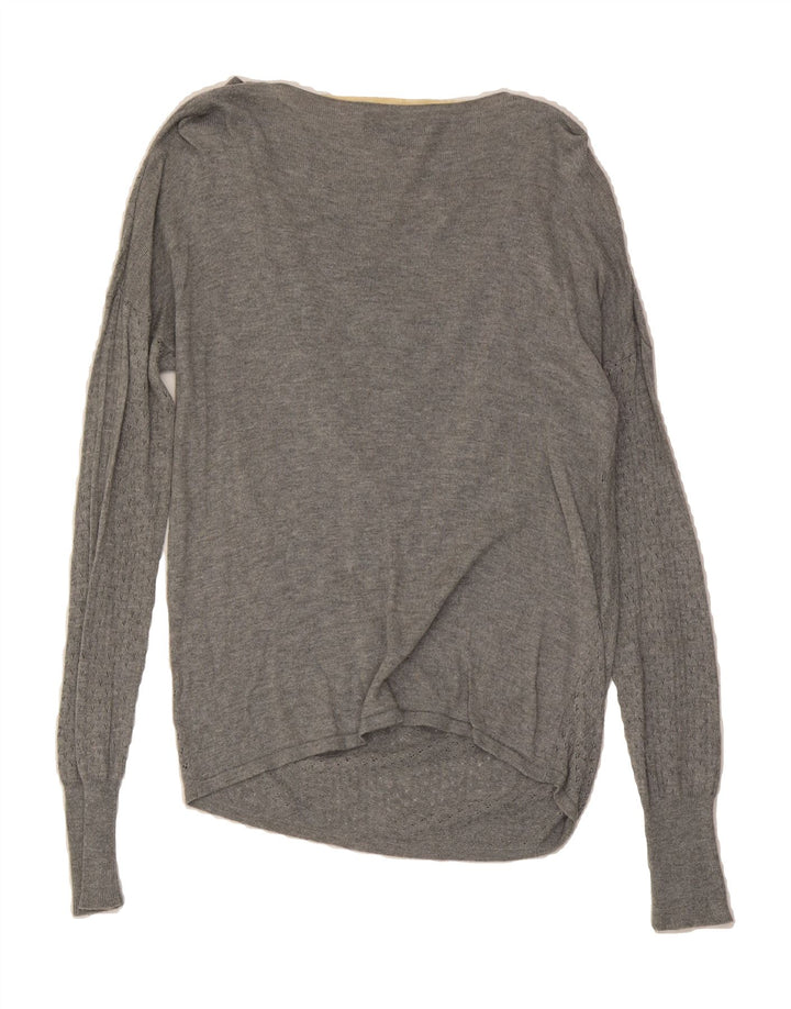 MOSSIMO Womens Boat Neck Jumper Sweater UK 12 Medium Grey Nylon Vintage Mossimo and Second-Hand Mossimo from Messina Hembry 