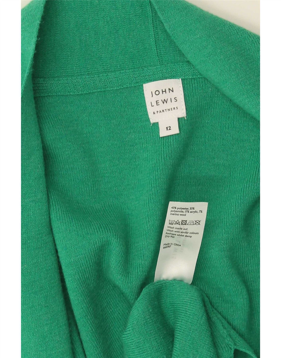 John Lewis Dame Longline Open Cardigan Sweater UK 12 Medium Green
