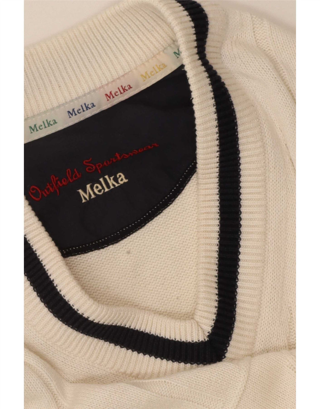 Melka Herre V-hals sweater XL Beige Colourblock