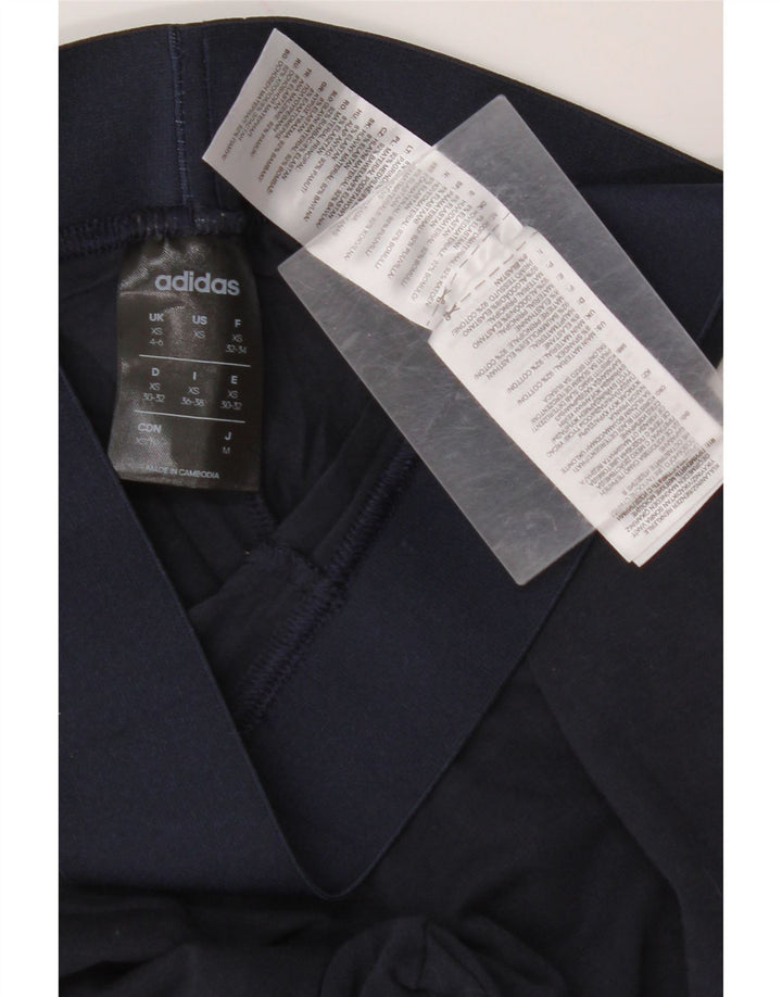 ADIDAS Dame Leggings UK 4/6 XS Marineblå Bomuld