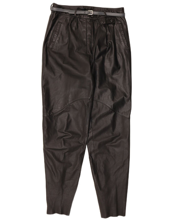Yessica Womens Tapered Leather Trousers EU 42 Large W30 L30 Black Leather