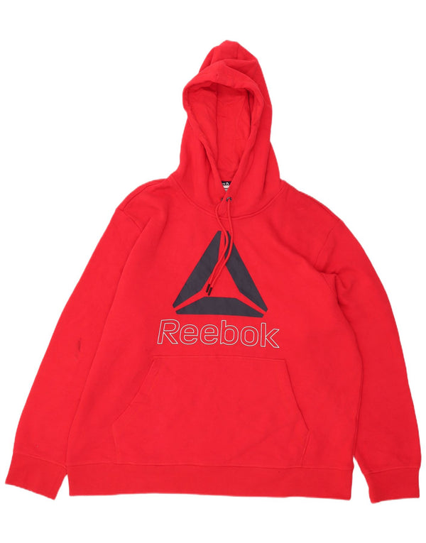 Reebok Mens Graphic Hoodie Jumper 2XL Red Cotton