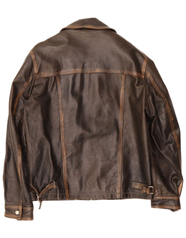 Vintage herre læderjakke IT 48 Medium Brun