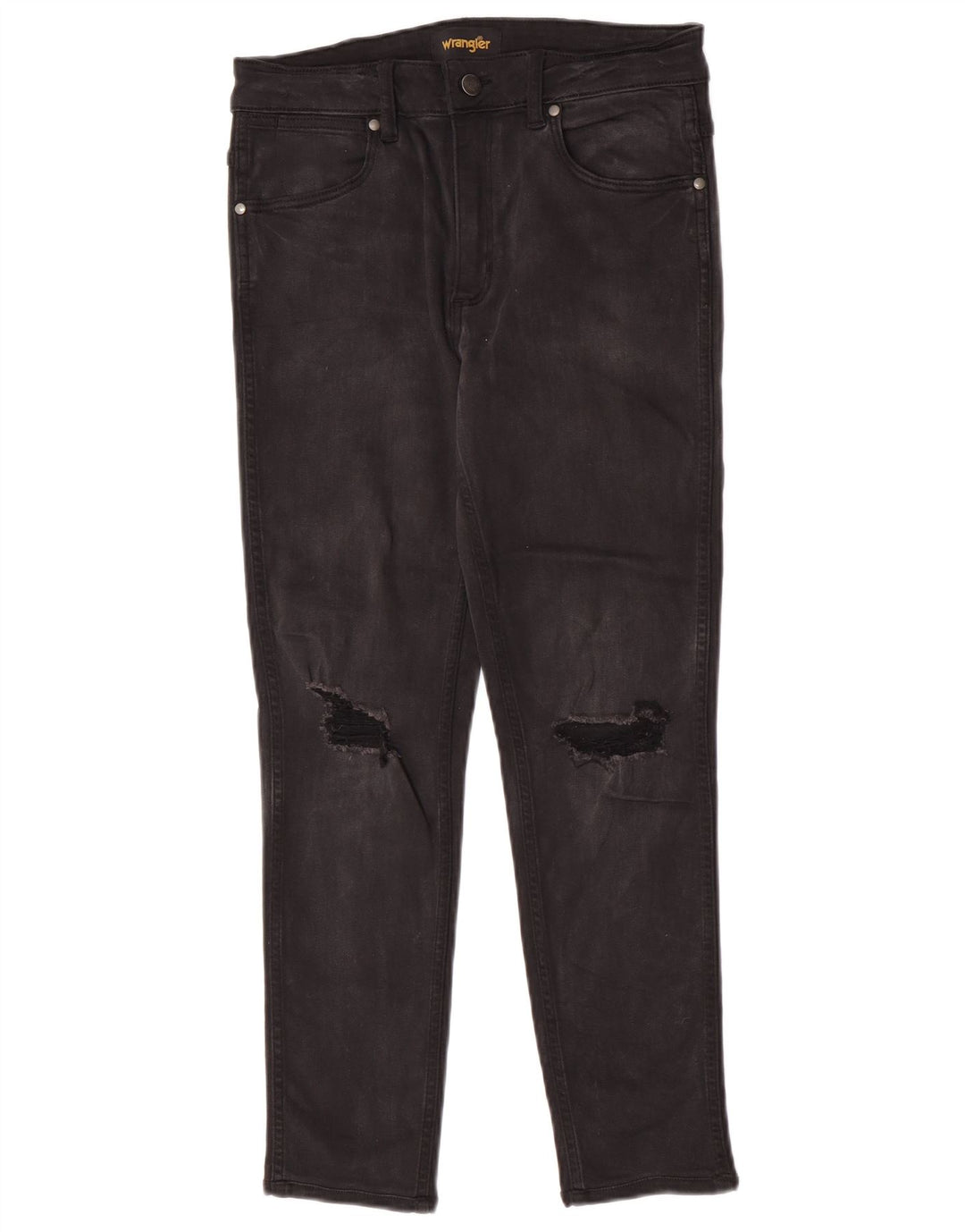 Wrangler Dame Distressed Slim Jeans W30 L26 Sort Bomuld