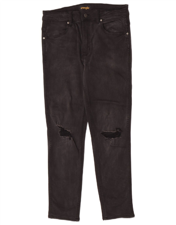 Wrangler Dame Distressed Slim Jeans W30 L26 Sort Bomuld