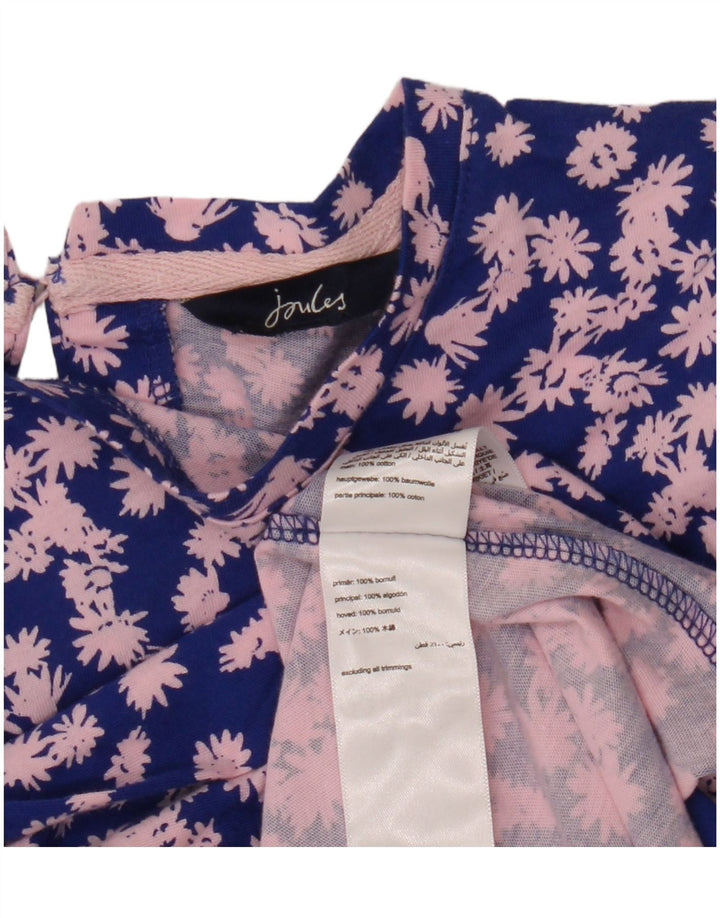 JOULES Dame Langærmet A-Line Kjole UK 12 Medium Blue Floral Bomuld