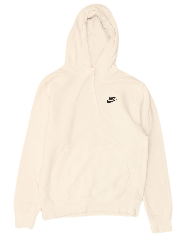 NIKE Mens Hoodie Jumper Small White Cotton