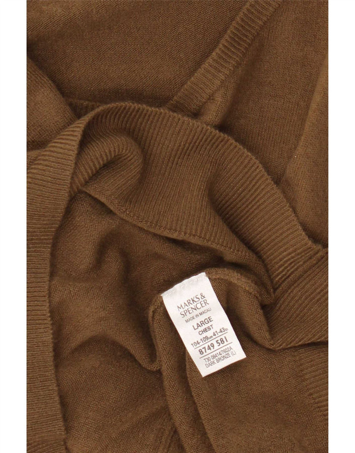 Marks & Spencer Herre V-hals sweater Stor brun akryl