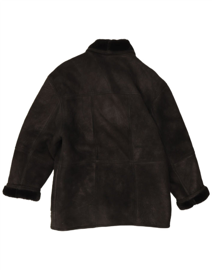 Vintage Herre Shearling Jacket IT 54 2XL Sort Shearling