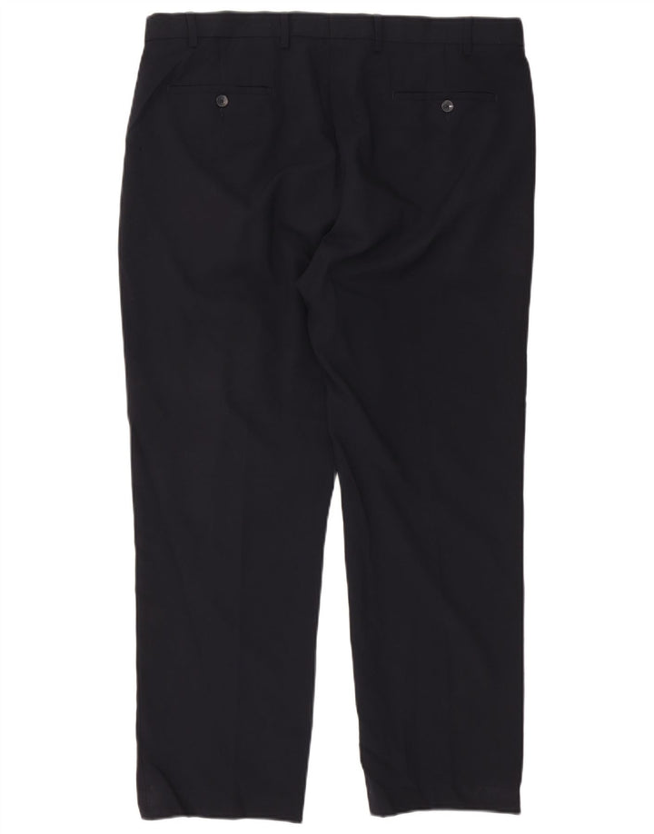 Marks & Spencer Straight Chino-bukser til mænd W42 L29 Marineblå polyester