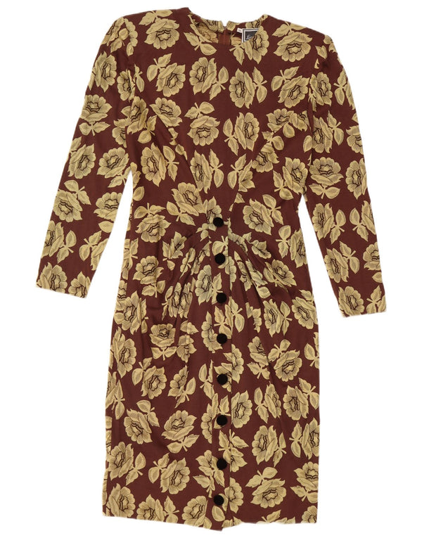 Luisa Spagnoli Dame Langærmet Skede Kjole IT 44 Medium Brun Floral