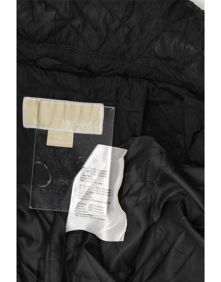 MICHAEL KORS Womens Quilted Overcoat UK 14 Medium Black Polyester Vintage Michael Kors and Second-Hand Michael Kors from Messina Hembry 