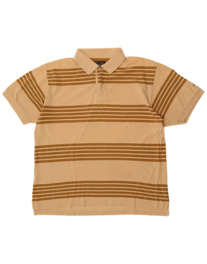 Champion Herre Polo Shirt Stor Beige Stribet
