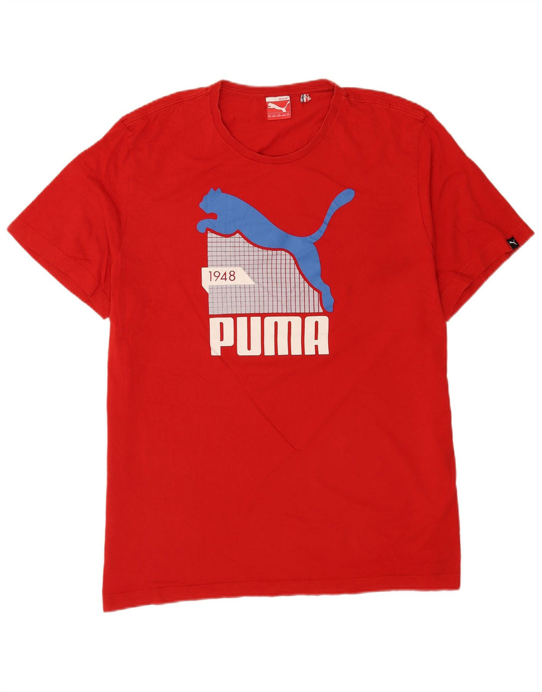 Puma Herre Grafisk T-Shirt Top 2XL Rød Bomuld