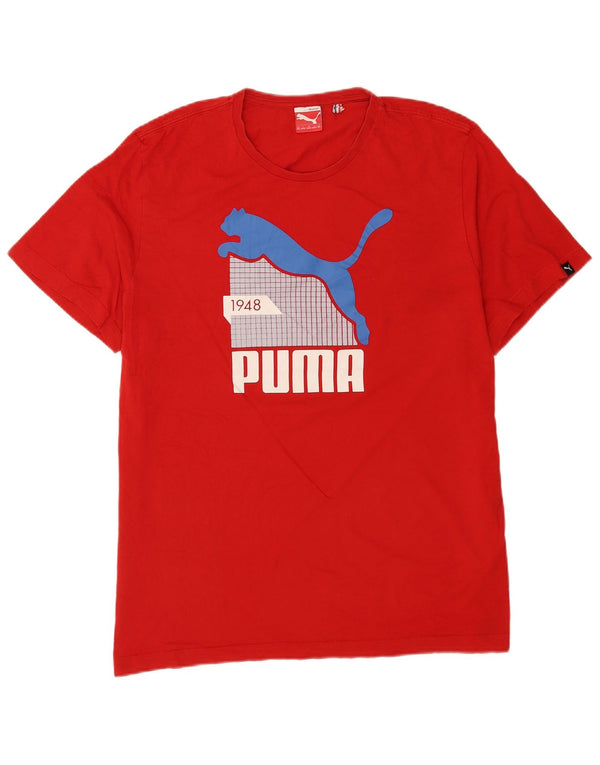 Puma Herre Grafisk T-Shirt Top 2XL Rød Bomuld