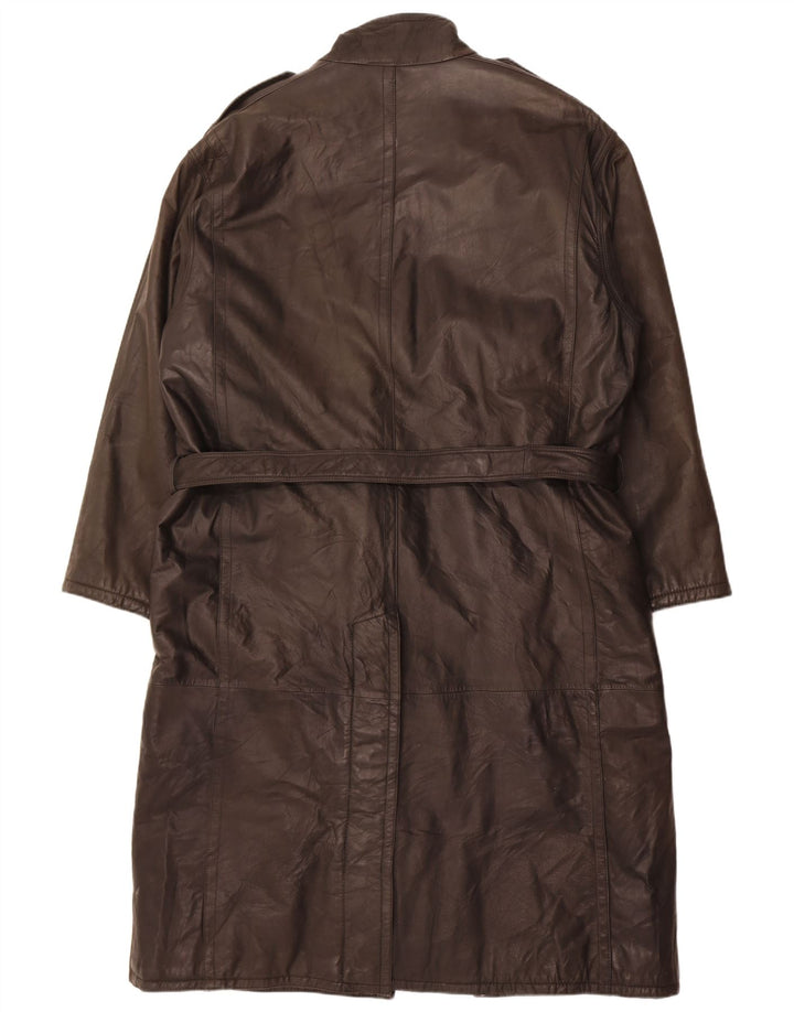 Vintage Herre Militær Læderfrakke IT 56 3XL Sort