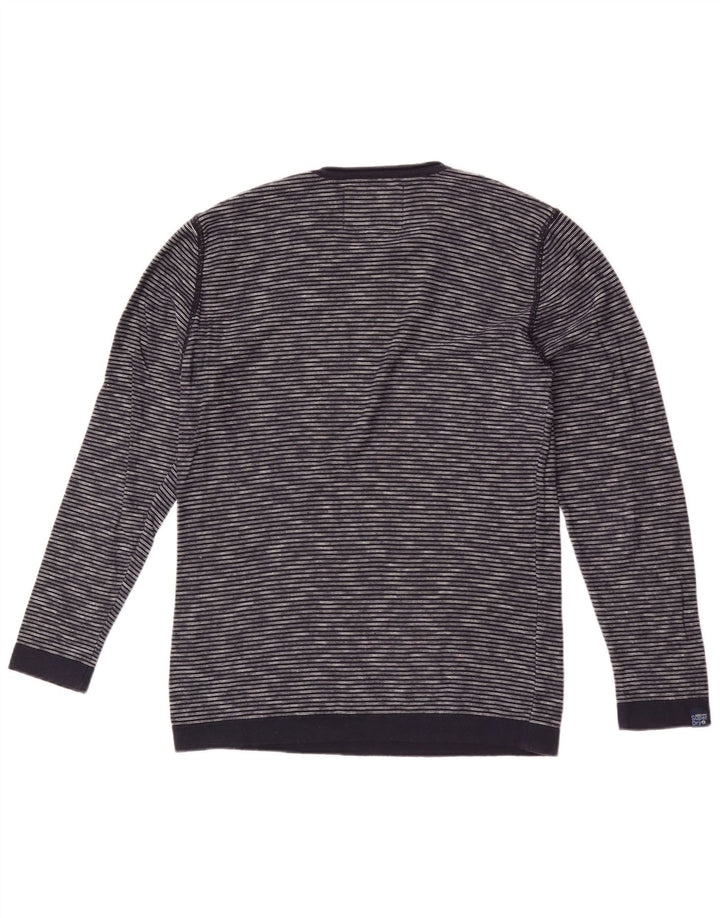 Superdry sweater med rund hals til mænd Medium marineblå nålestribet bomuld