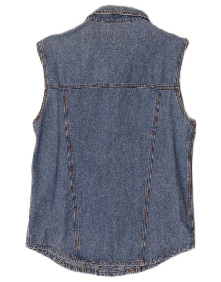 Vintage Herre Denim Gilet UK 38 Medium Blue Cotton