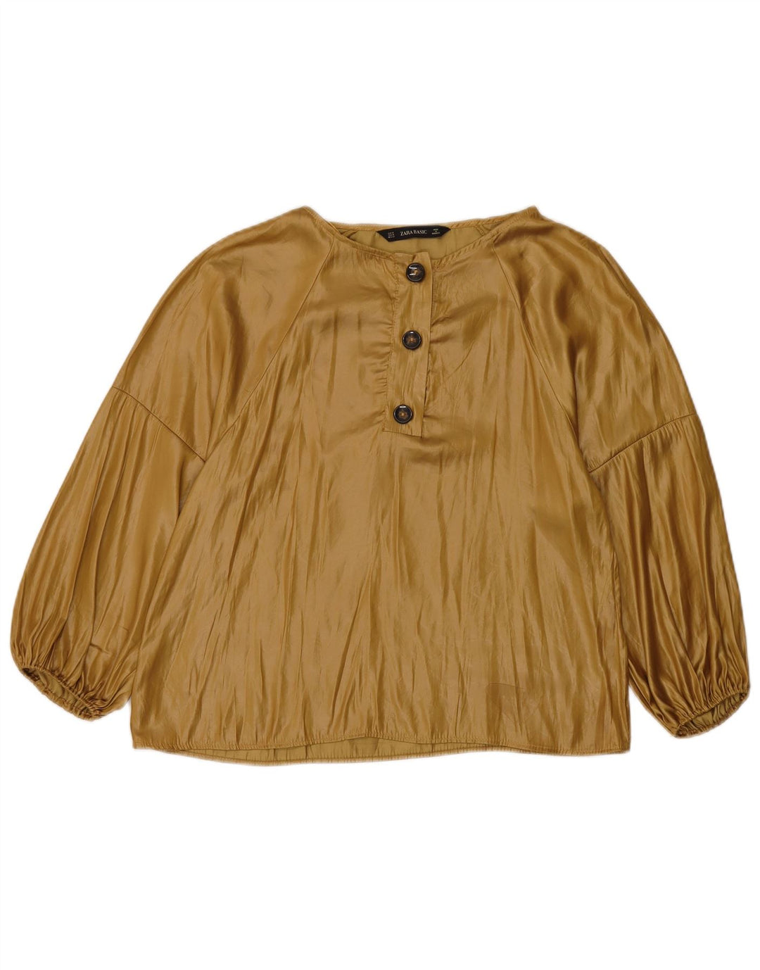 Zara Dame 3/4 ærmet bluse Top UK 12 Medium Beige