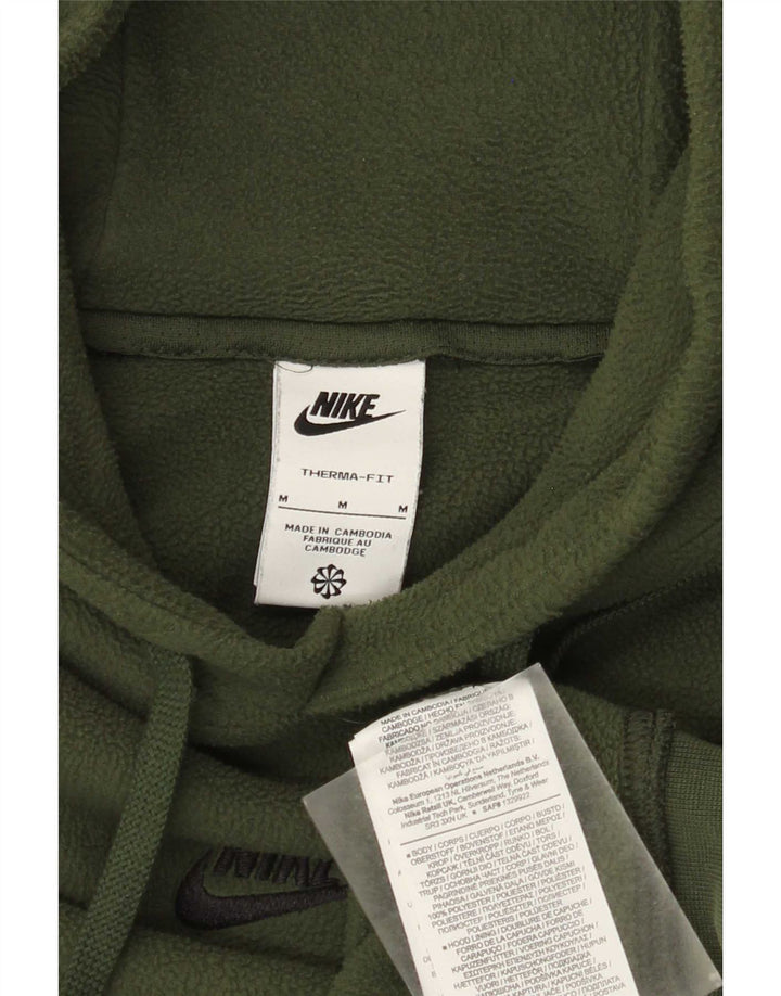 Nike Herre Therma-Fit grafisk fleecetrøje med hætte mellemgrøn polyester