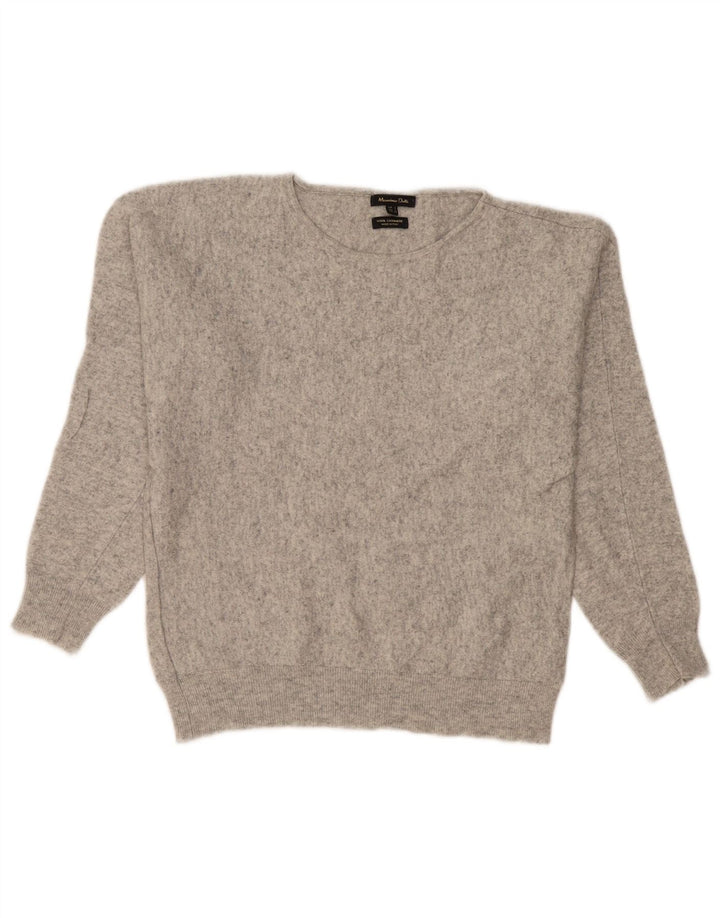 Massimo Dutti Dame Boat Neck Jumper Sweater UK 16 Stor Grå Uld