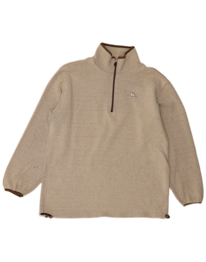 Kappa Herre Zip Neck trøje Sweater Stor Beige Flecked Bomuld