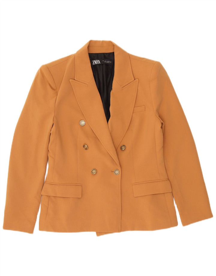 Zara Dame Dobbeltradet Blazer Jacket UK 14 Stor brun polyester
