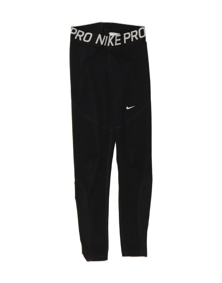 NIKE Womens Dri Fit Graphic Leggings UK 12 Medium  Black Polyester Vintage Nike and Second-Hand Nike from Messina Hembry 