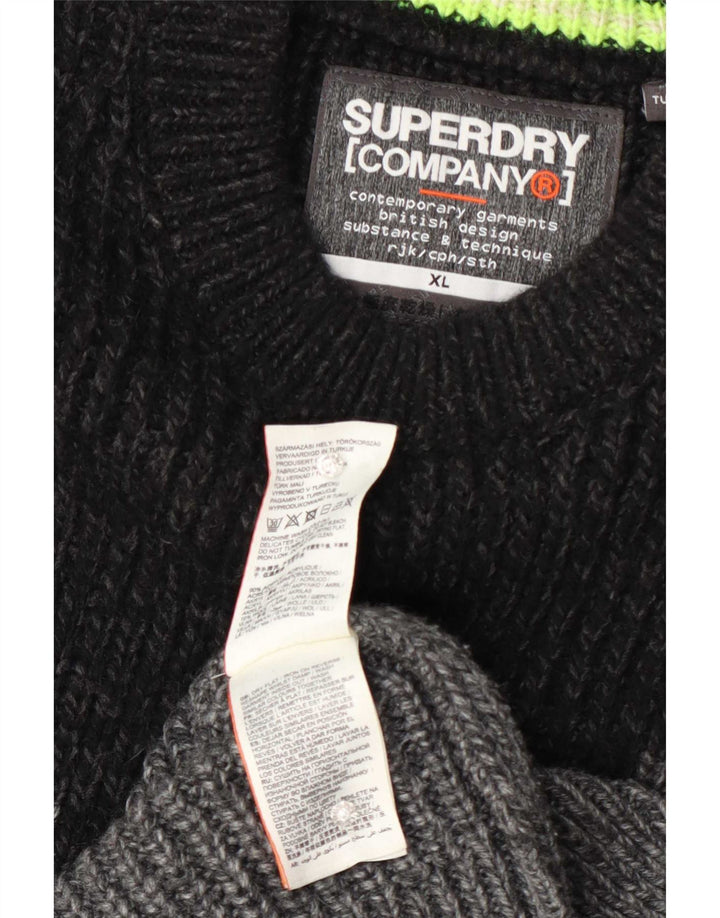 Superdry Herre sweater med rund hals XL Grå Argyle/Diamond Akryl