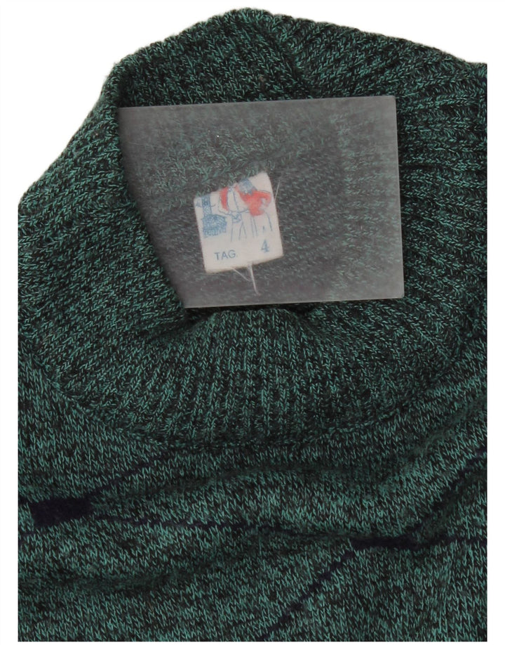 Vintage Herre Turtle Neck Jumper Sweater Medium Green Argyle/Diamond Wool