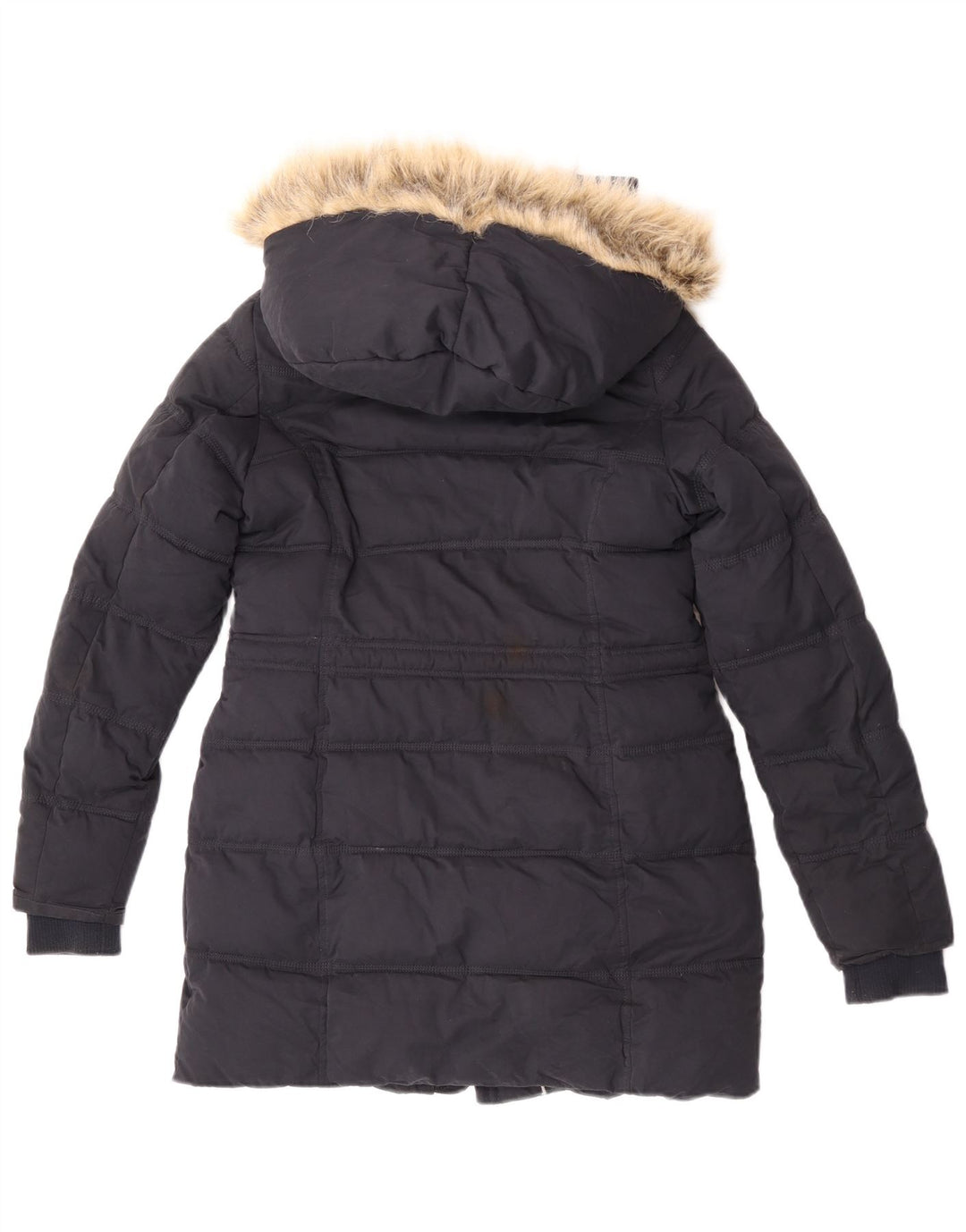 Fat Face Dame Hætte Sherpa Polstret Frakke UK 8 Small Navy Blue Polyester